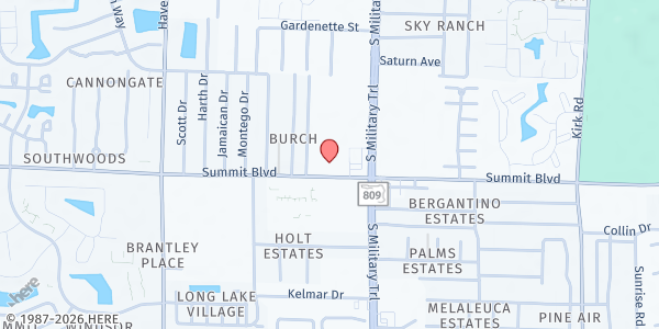 Map showing Uruguayoshoy Community Services at 941 S. Military Trail, West Palm Beach, FL
