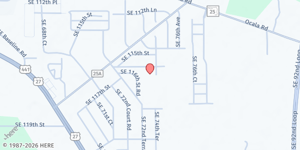 Map showing St. Theresa Catholic Church at 11528 SE Hwy 301, Wildwood, FL
