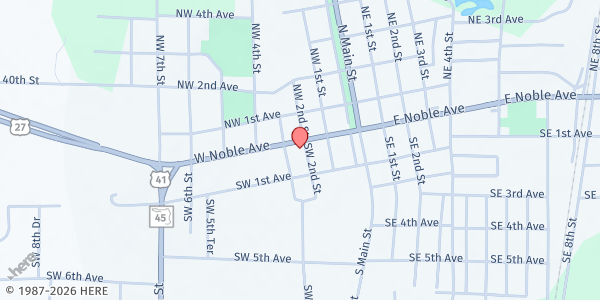 Map showing First Methodist Church of Williston at 213 W Noble Ave, Williston, FL