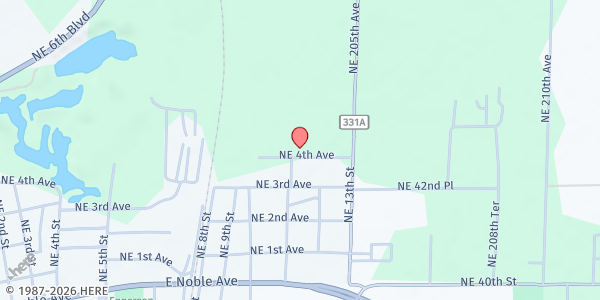 Map showing Frazier Outreach Foundation at 1104 NE 4 Ave, Williston, FL