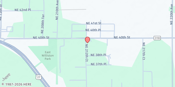 Map showing New Hope Missionary Baptist at 21250 NE 40th Pl, Williston, FL