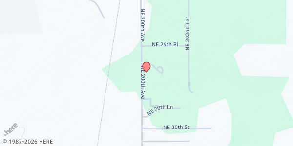 Map showing Unity Temple International Fellowship at 2351 NE 200th Ave, Williston, FL