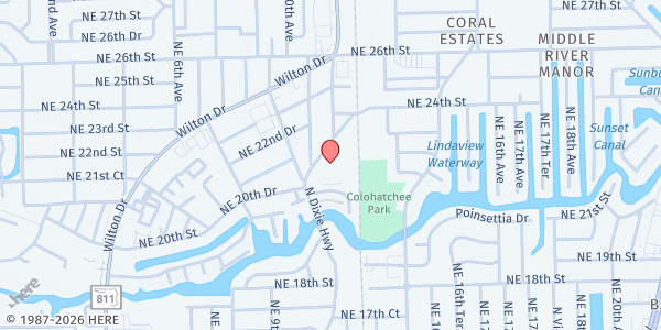 Map showing THE POVERELLO CENTER at 2056 North Dixie Highway, Wilton Manors, FL