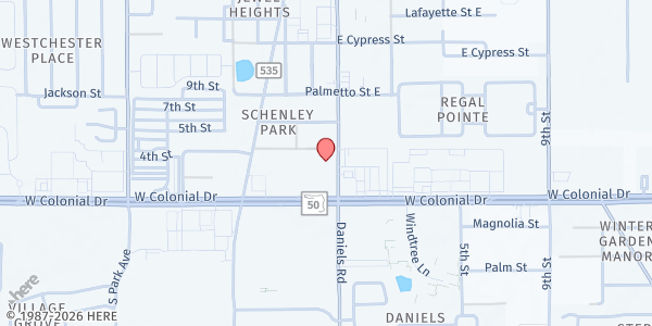 Map showing Central Florida Hope Center Winter Garden at 1010 S. Dillard St., Winter Garden, FL