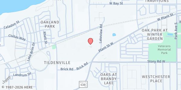 Map showing Found Life Church at 1001 W. Plant St., Winter Garden, FL