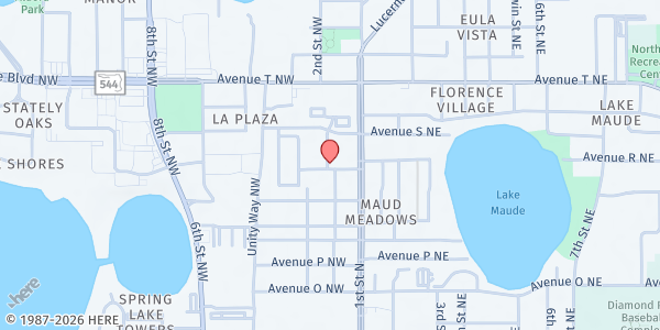Map showing First Missionary Baptist Church at 200 Avenue R Northwest, Winter Haven, FL
