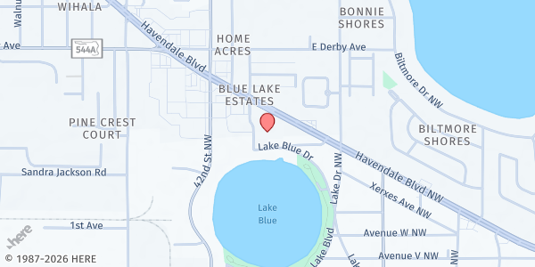 Map showing Havendale Christian Church Food Pantry at 3900 Lake Blue Dr., Winter Haven, FL