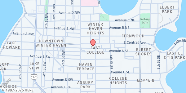 Map showing The Mission Of Winter Haven at 180 E. Central Ave., Winter Haven, FL