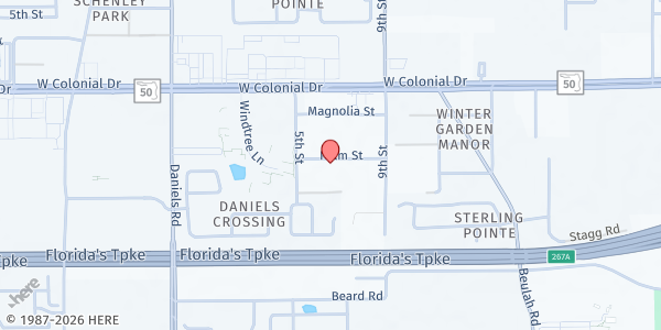 Map showing Caring for Others - Main Location at 464 Palm St., Winter Park, FL