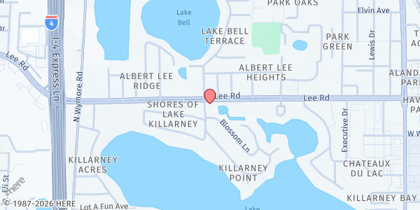 Map showing Jewish Family Services of Greater Orlando - Pearlman Food Pantry at 2100 Lee Road, Suite A, Winter Park, FL