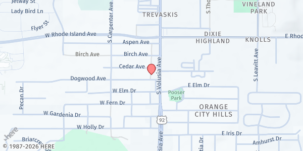 Map showing Iglesia Cristiana Nueva Vision, Inc. at 105 Dogwood Ave, Winter Springs, FL
