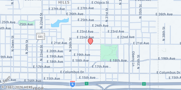 Map showing Abe Brown Minisries at 2921 North 29th Street, Ybor City, FL