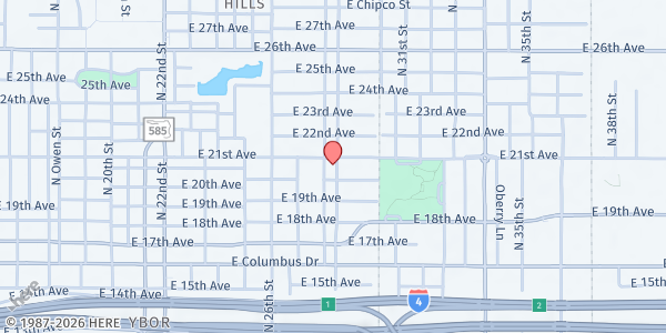 Map showing Abe Brown Ministries at 2921 North 29th Street, Ybor City, FL