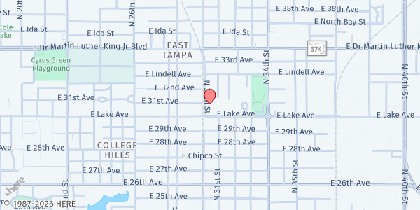 Map showing Center for Manifestation at 3703 North 30th Street, Ybor City, FL