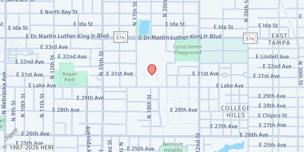 Map showing HILLSBOROUGH | Lockhart Magnet Distribution Site at 3719 North 17th Street, Ybor City, FL