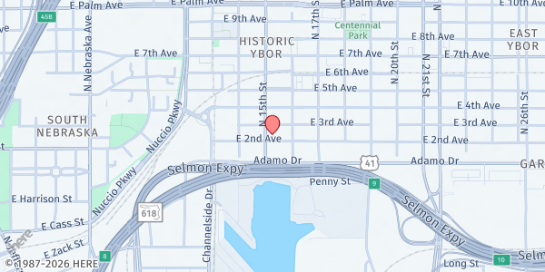 Map showing LIGHTHOUSE MINISTRIES-TAMPA at 1502 East 2nd Avenue, Ybor City, FL