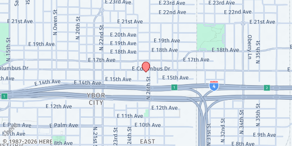 Map showing New Mt. Zion Missionary Baptist Church at 2511 East Columbus Drive, Ybor City, FL