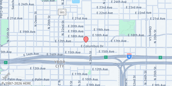 Map showing St. Luke AME Church at 2709 North 25th Street, Ybor City, FL