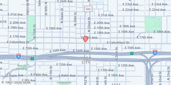 Map showing Tampa Deliverance Ministry at 2102 East Columbus Drive, Ybor City, FL