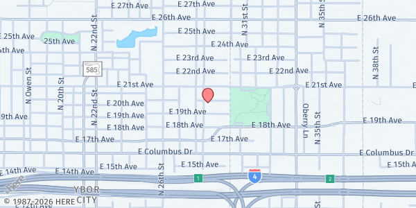Map showing The House of God at 2909 North 29th Street, Ybor City, FL