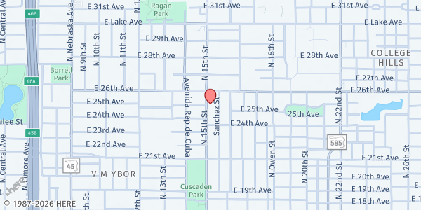 Map showing Tyer Temple U.M. Church at 3303 North 15th Street, Ybor City, FL