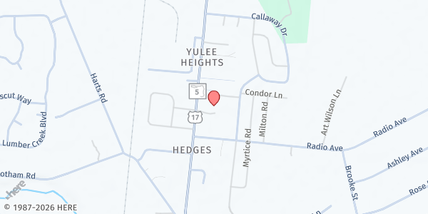 Map showing Set Free By The Sea at 850482 Hwy. 17, Yulee, FL