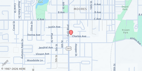 Map showing The Thomas Promise Foundation at 4542 Gall Blvd., Zephyrhills, FL