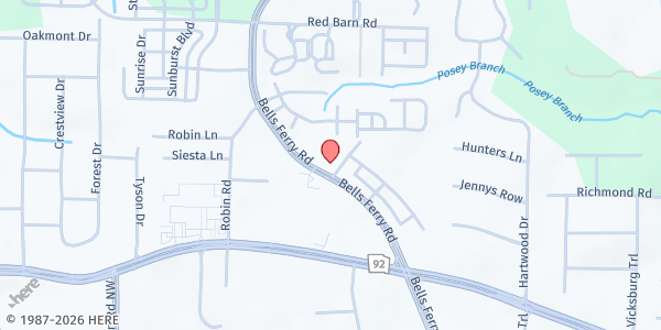 Map showing Greater Church at 5744 Bells Ferry Rd., Acworth, GA