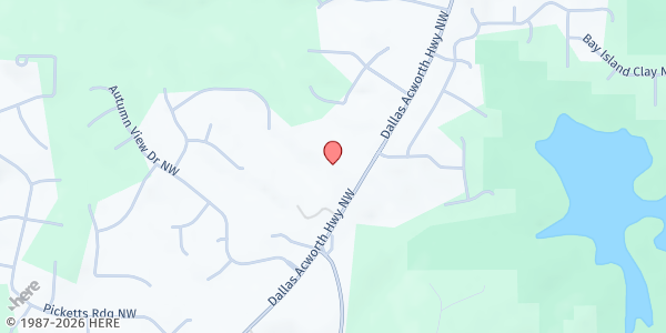 Map showing Northwest Christian Church at 3737 Dallas Acworth Hwy. NW, Acworth, GA