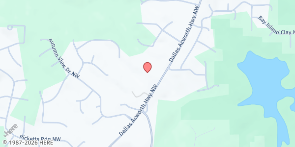 Map showing Northwest Christian Church Food Pantry at 3737 Dallas Acworth Hwy. NW, Acworth, GA