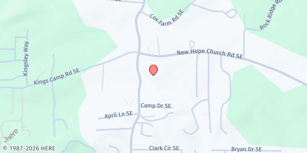 Map showing There's Hope for the Hungry Inc. - Acworth - Glade Road Baptist at 6570 Glade Road Southeast, Acworth, GA