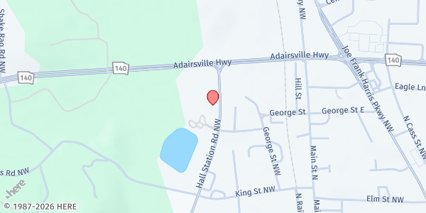 Map showing Adairsville-N. Bartow Comm. Services at 2397 Hall Station Rd. NW, Adairsville, GA