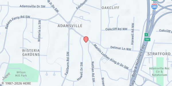Map showing Community Food Center - Atlanta at 3500 Martin Luther King Junior Drive Southwest, Adamsville, GA