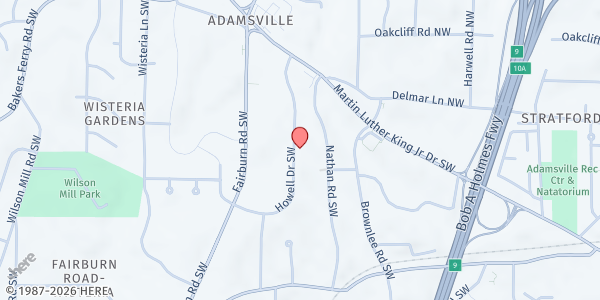 Map showing Investor's Academy Resource Center at 122 Howell Drive Southwest, Adamsville, GA