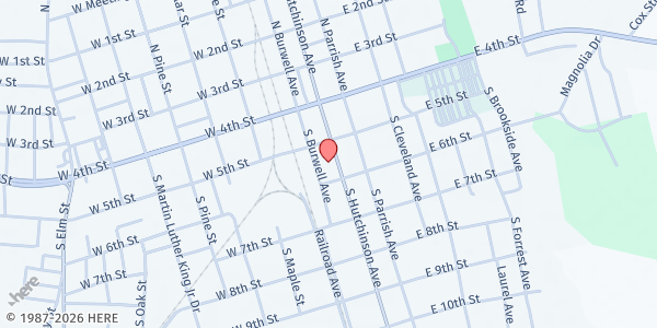 Map showing Adel UMC at 214 South Hutchinson Avenue, Adel, GA