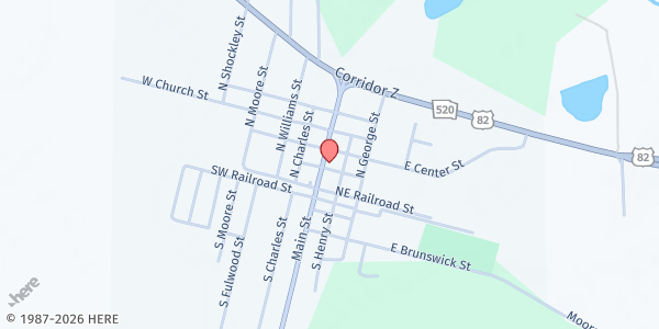 Map showing Alapaha Baptist Church at 22308 Main Street, Alapaha, GA