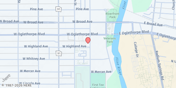 Map showing Bethel AME Church at 217 S. Washington St., Albany, GA