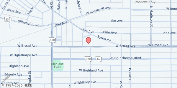Map showing Cutliff Grove Family Resource Center at 841 W. Broad Ave., Albany, GA