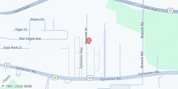 Map showing Higher Heights Fellowship Ministries at 128 Bennett Dr., Albany, GA