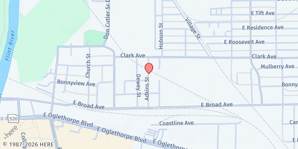 Map showing Mt. Olive Community Outreach Center at 302 Adkins St., Albany, GA