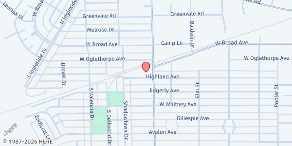 Map showing New Destiny Christian Church at 205 S. Magnolia St., Albany, GA