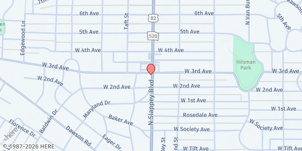 Map showing New St. Stephens Baptist Church at 1100 W. 3rd Ave., Albany, GA