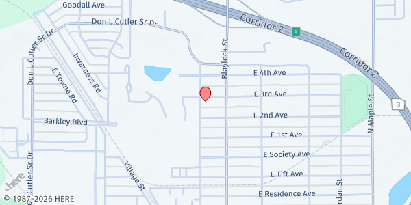Map showing New St. Stephens Baptist Church at 1100 East Third Avenue, Albany, GA
