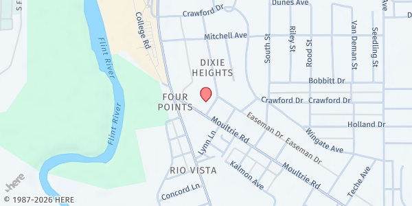 Map showing Pleasant Hill Missionary Baptist Church at 115 Moultrie Rd., Albany, GA