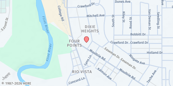 Map showing Pleasant Hill Missionary Baptist Church at 115 Moultrie Road, Albany, GA