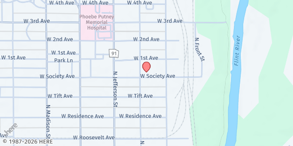 Map showing The Lord's Pantry at 219 W. Society Ave., Albany, GA