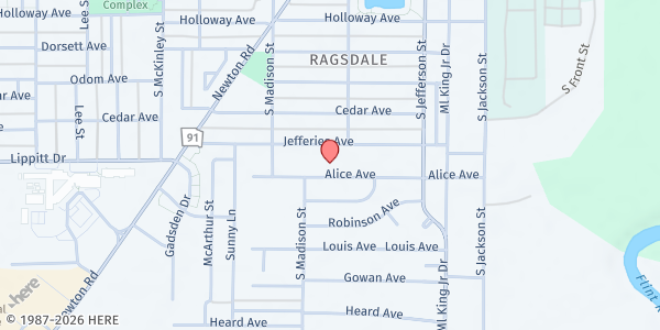 Map showing Third Kiokee Missionary Baptist Church at 517 Alice Ave., Albany, GA