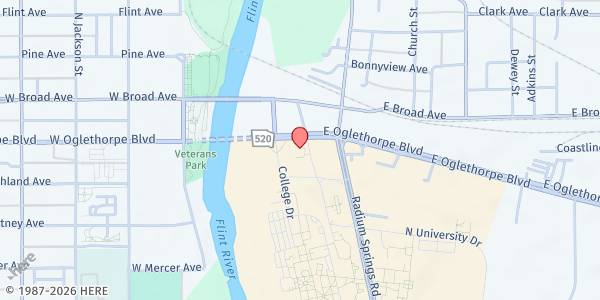 Map showing Union Missionary Baptist Church at 214 E. Oglethorpe Blvd., Albany, GA