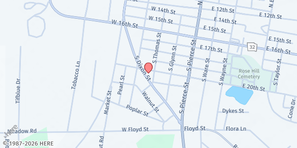 Map showing Alma Community Food Pantry at VFW at 602 South Dixon Street (VFW), Alma, GA