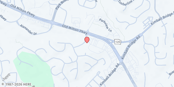 Map showing Meals on Wheels - North Fulton at 11381 Southbridge Pkwy., Alpharetta, GA